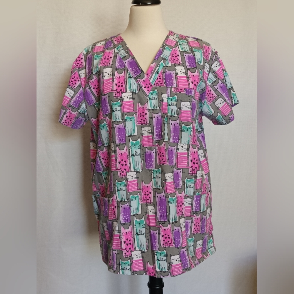 Playful Cat Print Women's Short Sleeve Top